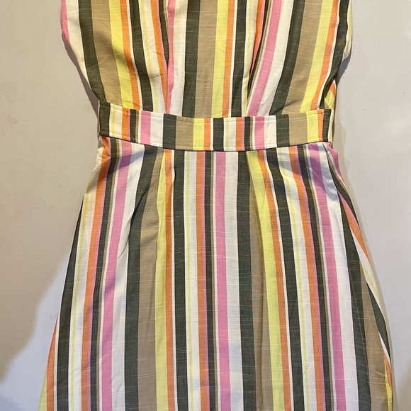 Loft, Petite Dress 4P, Linen White Yellow Pink Orange V-neck Sleeveless NWT - Picture 6 of 9